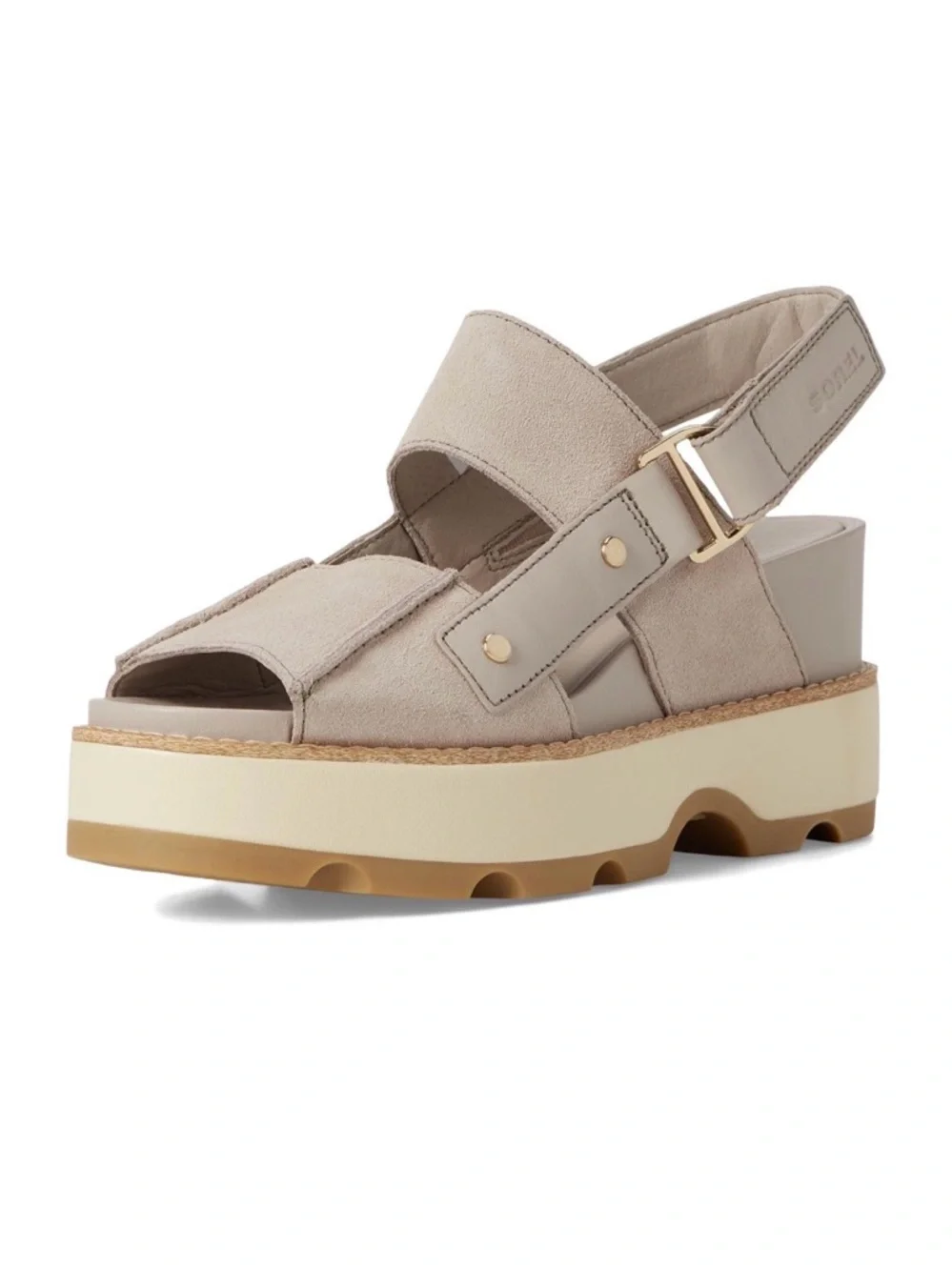 Bundle! Two pairs -Sorel Black Leather Platform and taupe leather Sandals - Picture 2 of 7